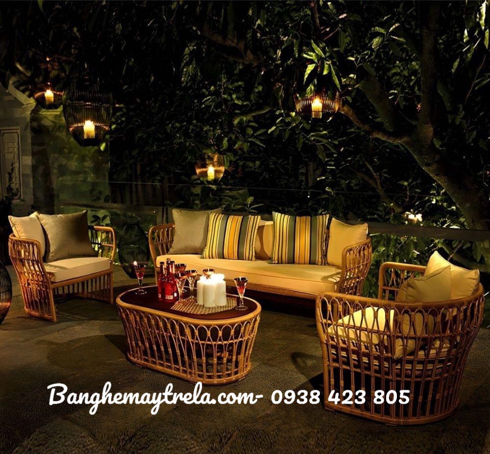 Sofa mây nhựa sân vườn